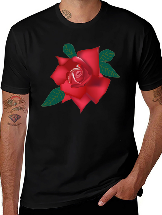 Bold Red Rose Graphic Tee - Stylish Floral T-Shirt
