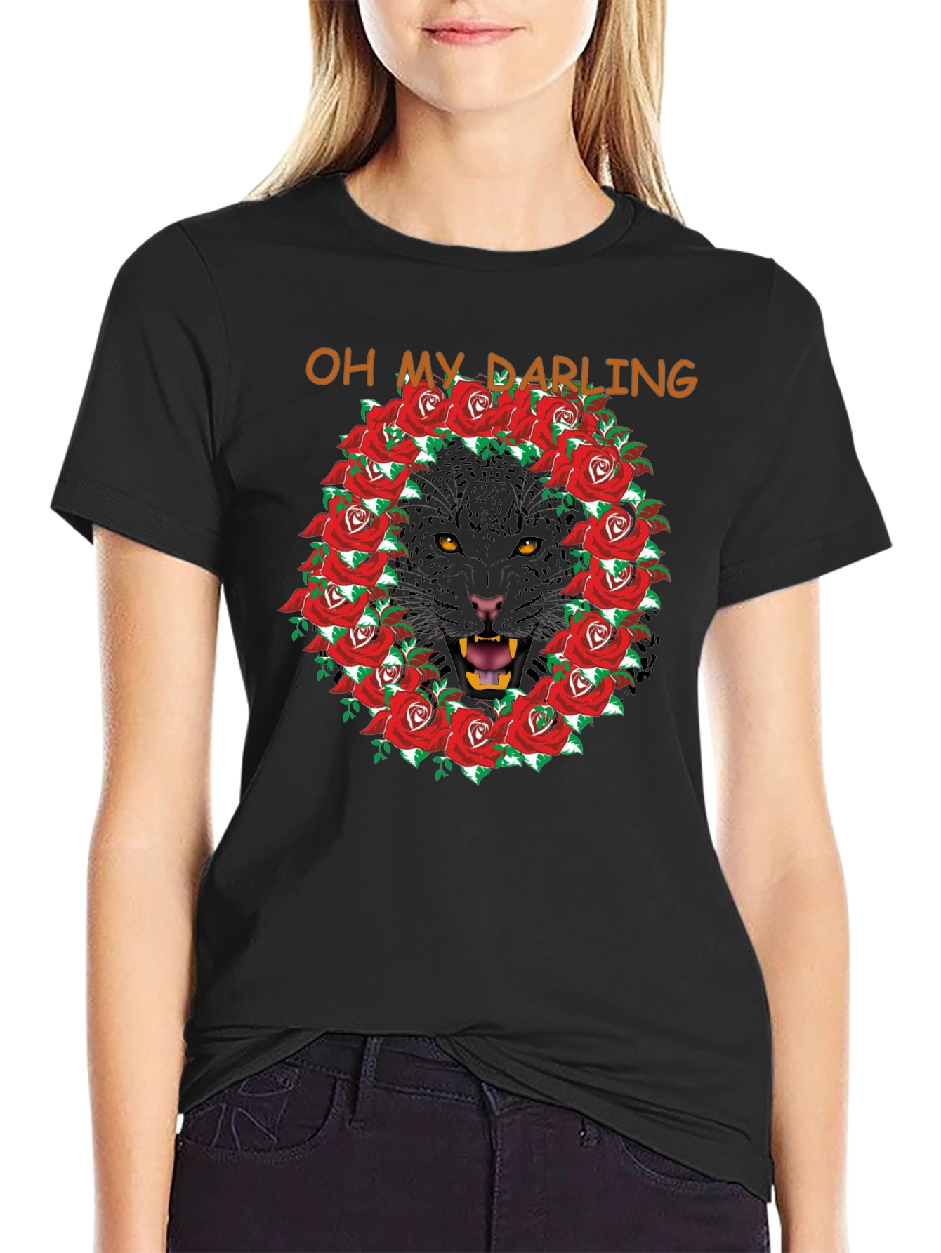 Oh My Darling Panther Rose Wreath T-Shirt