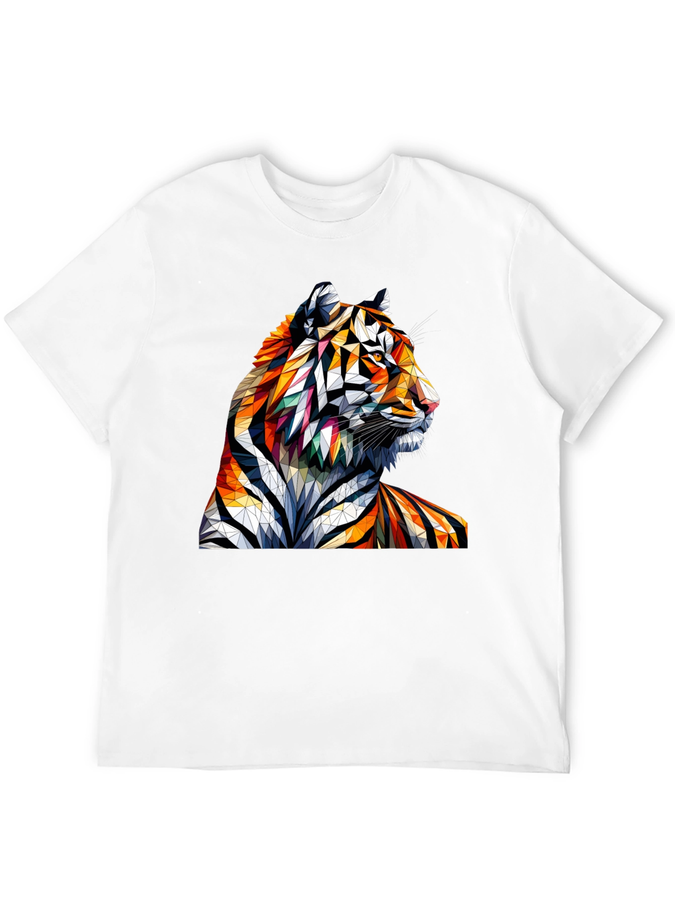 Geometric Tiger Graphic Tee - Unique Animal Art Shirt