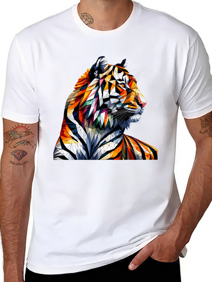 Geometric Tiger Graphic Tee - Unique Animal Art Shirt