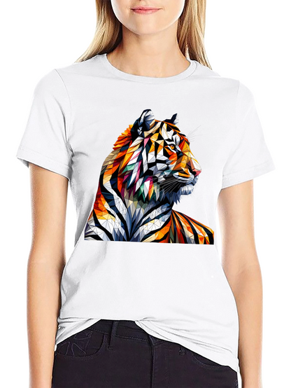 Geometric Tiger Graphic Tee - Unique Animal Art Shirt
