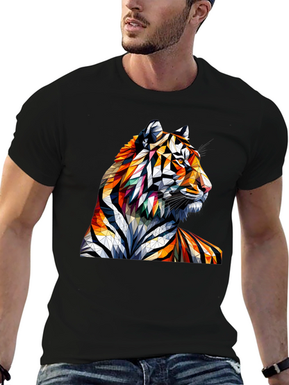 Geometric Tiger Graphic Tee - Unique Animal Art Shirt