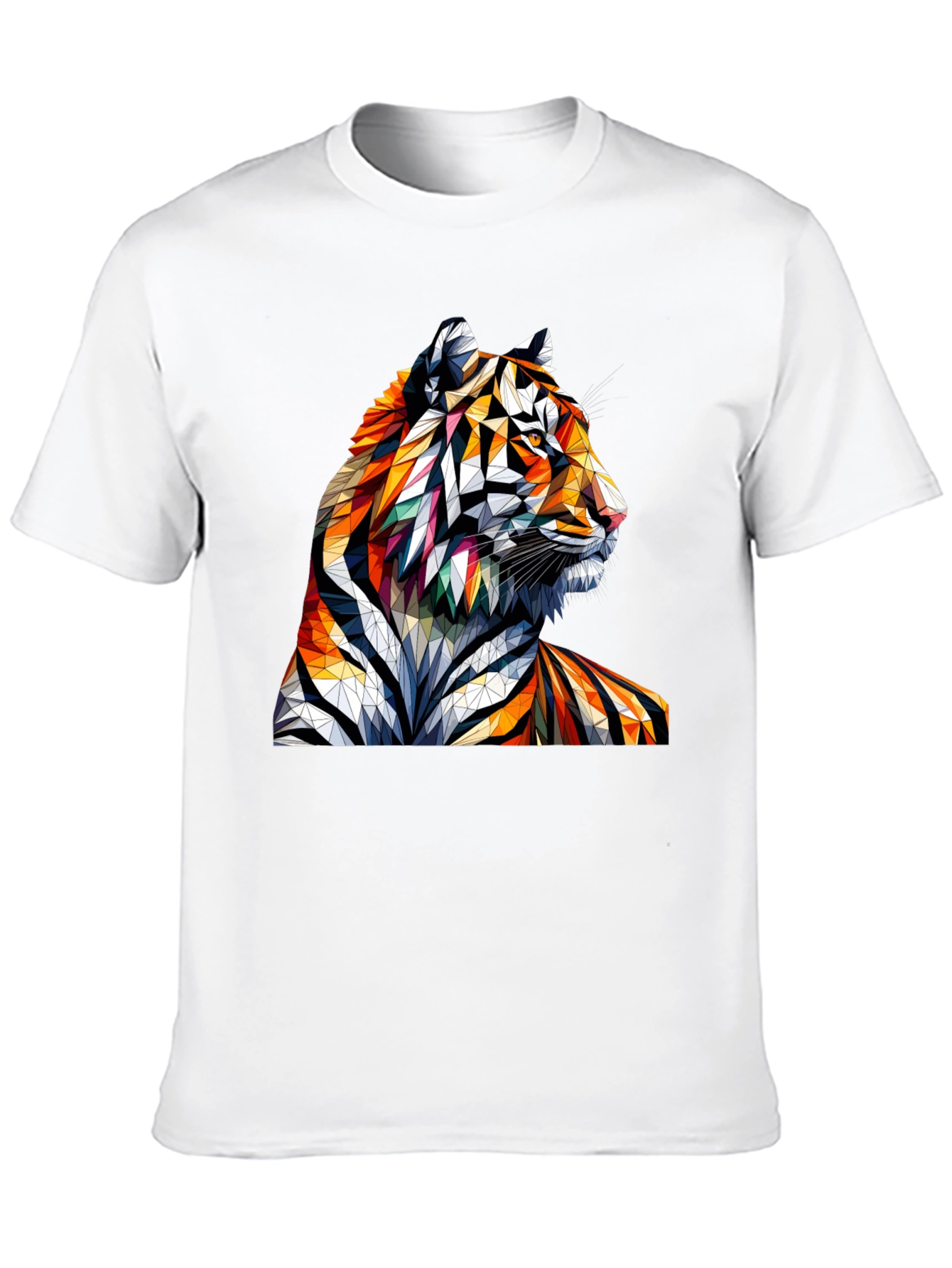 Geometric Tiger Graphic Tee - Unique Animal Art Shirt