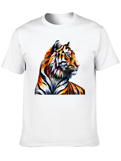 Geometric Tiger Graphic Tee - Unique Animal Art Shirt