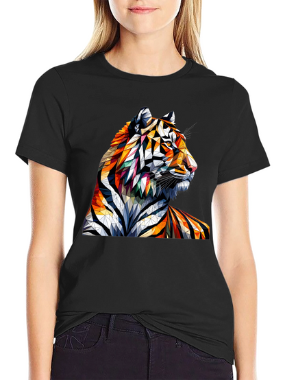 Geometric Tiger Graphic Tee - Unique Animal Art Shirt