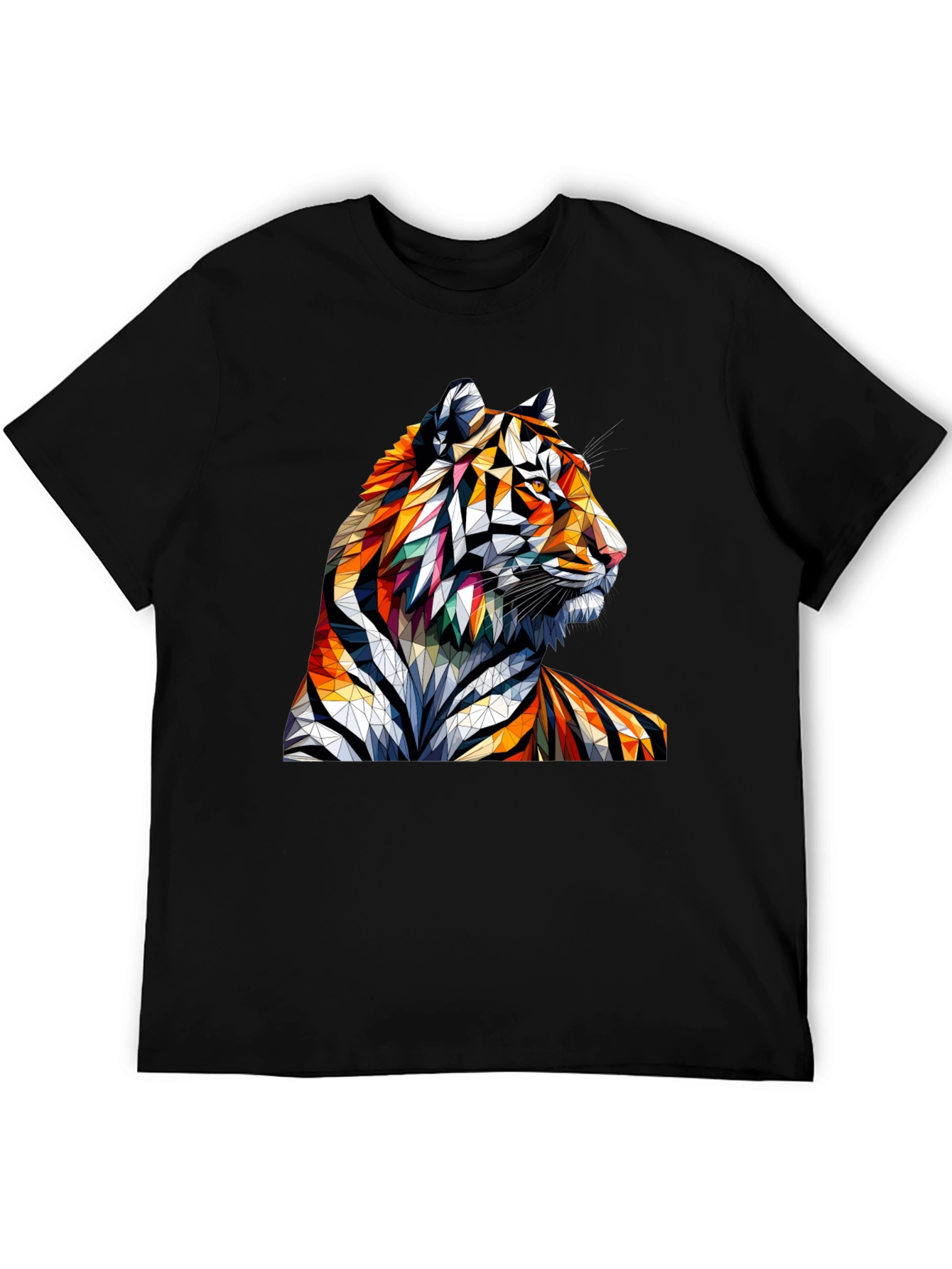 Geometric Tiger Graphic Tee - Unique Animal Art Shirt