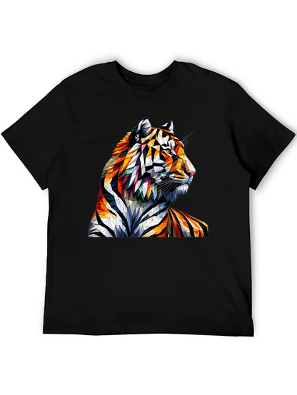 Geometric Tiger Graphic Tee - Unique Animal Art Shirt