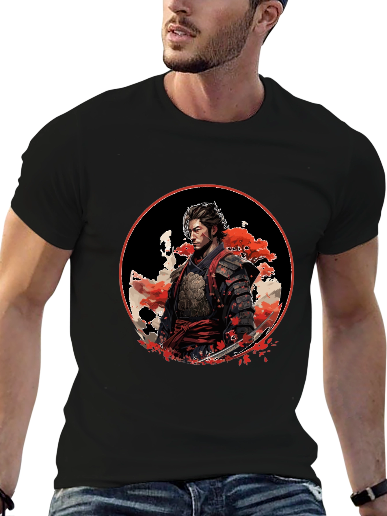 Samurai Warrior Graphic Black T-Shirt