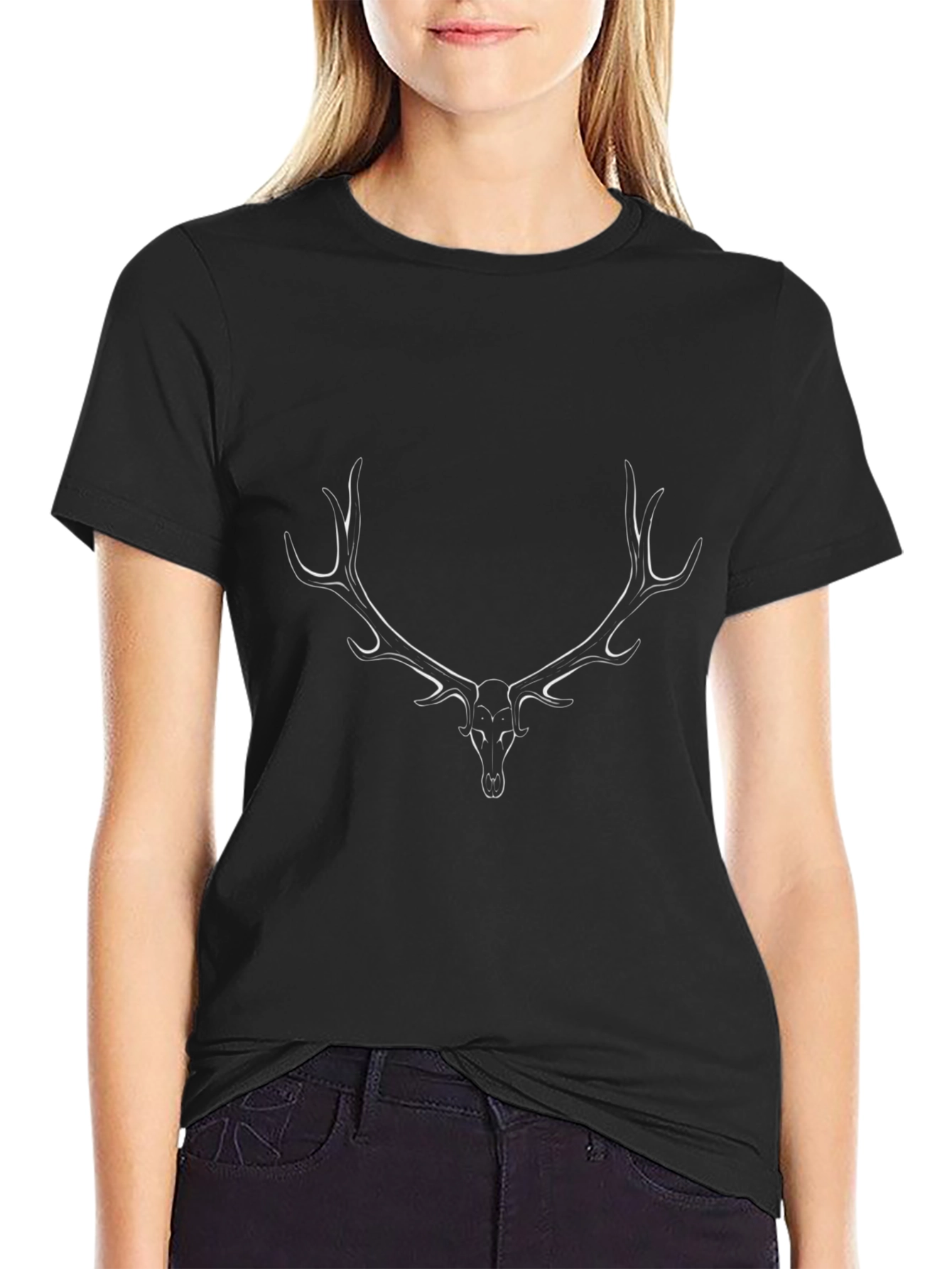 Black Deer Antler Graphic Tee
