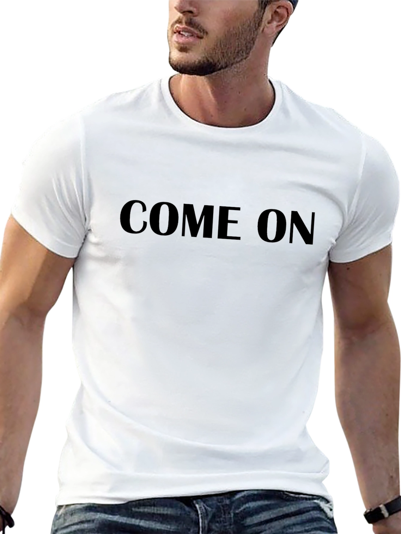 Come On Graphic Tee - Black Cotton Casual T-Shirt