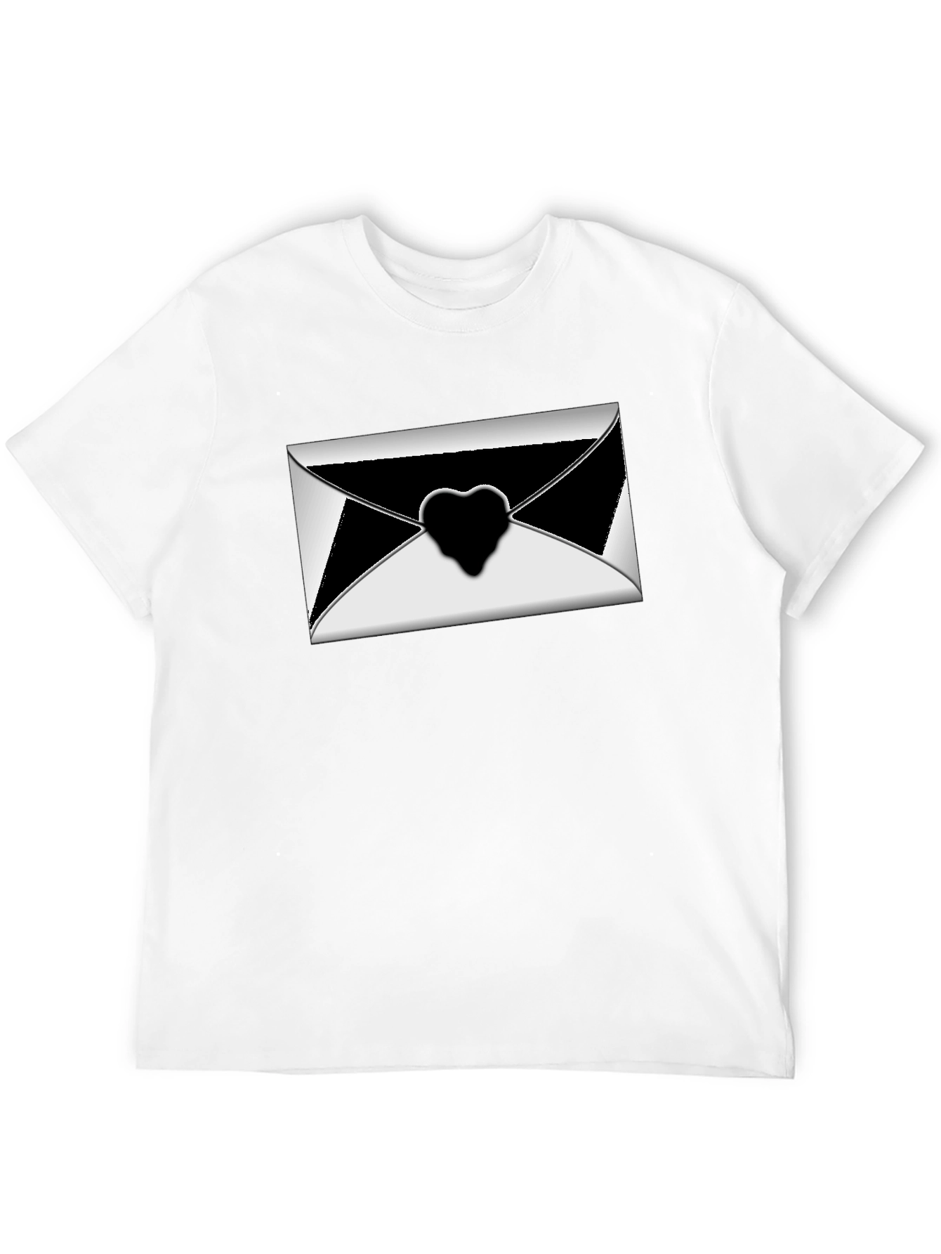 Stylish Black T-Shirt with Envelope Heart Graphic
