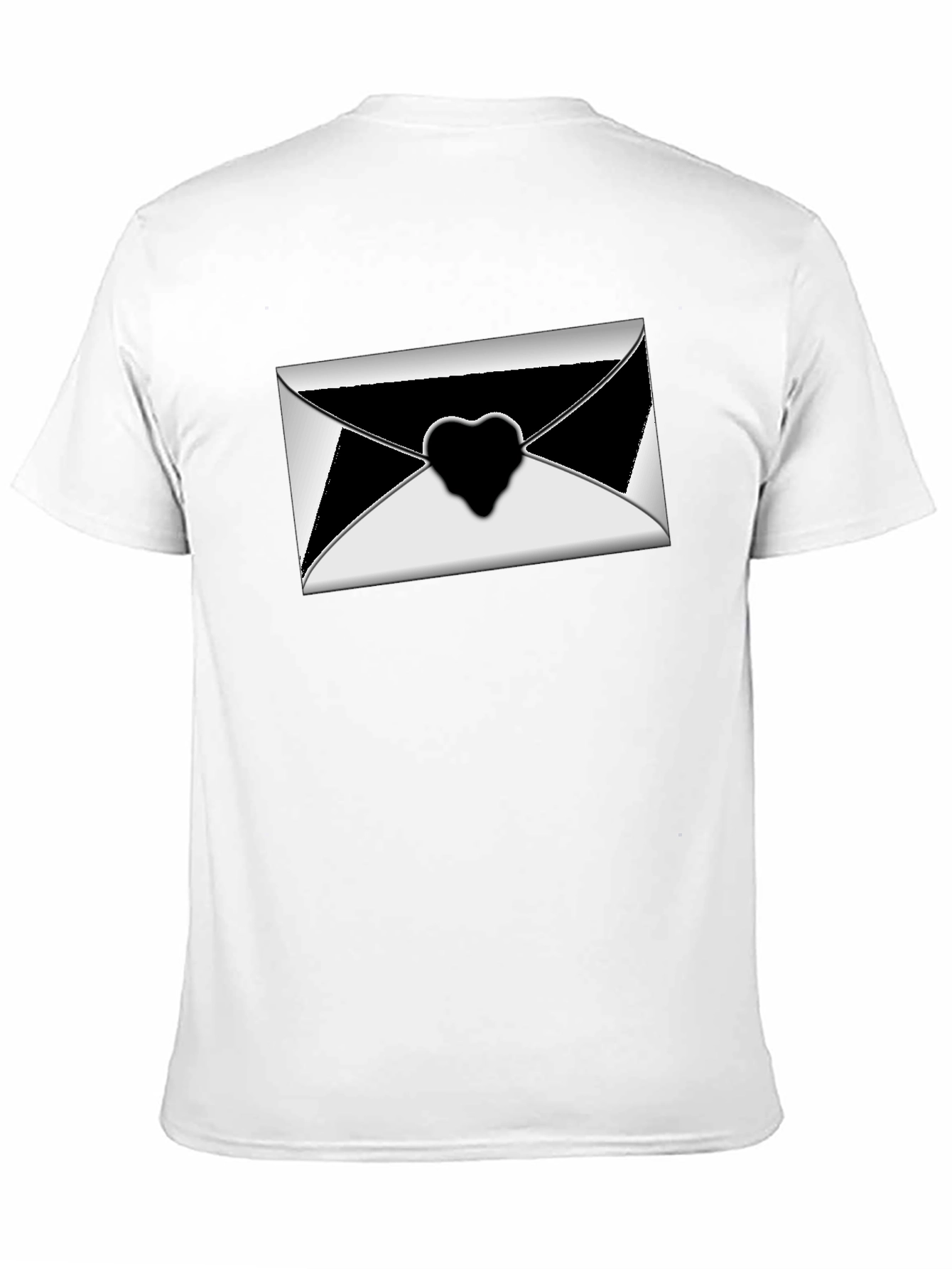 Stylish Black T-Shirt with Envelope Heart Graphic