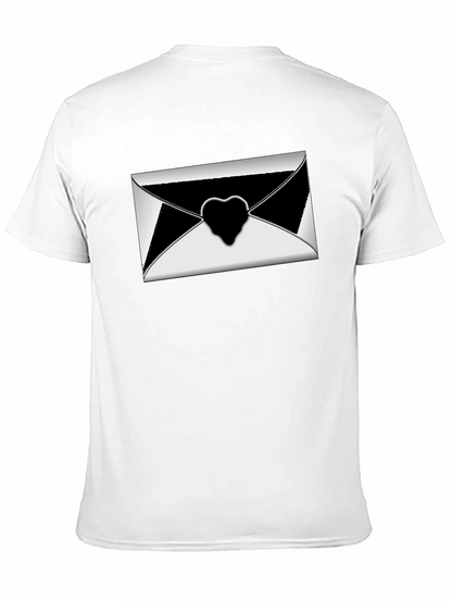 Stylish Black T-Shirt with Envelope Heart Graphic