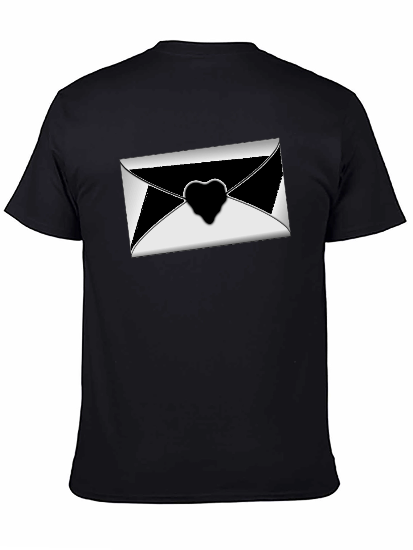 Stylish Black T-Shirt with Envelope Heart Graphic