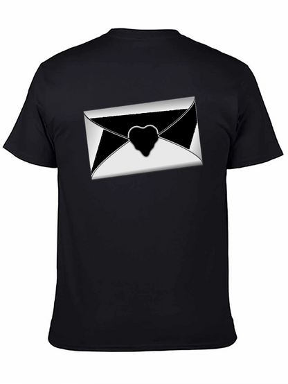 Stylish Black T-Shirt with Envelope Heart Graphic