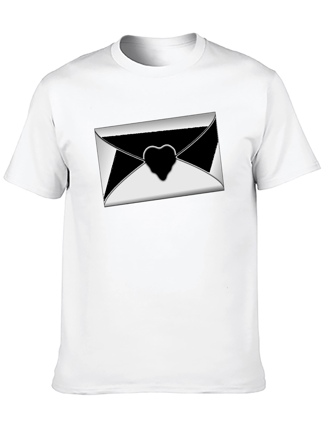 Stylish Black T-Shirt with Envelope Heart Graphic