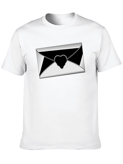 Stylish Black T-Shirt with Envelope Heart Graphic