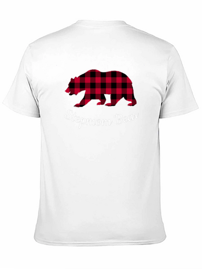 Stepmom Bear Buffalo Plaid Tee - Cozy Casual Top