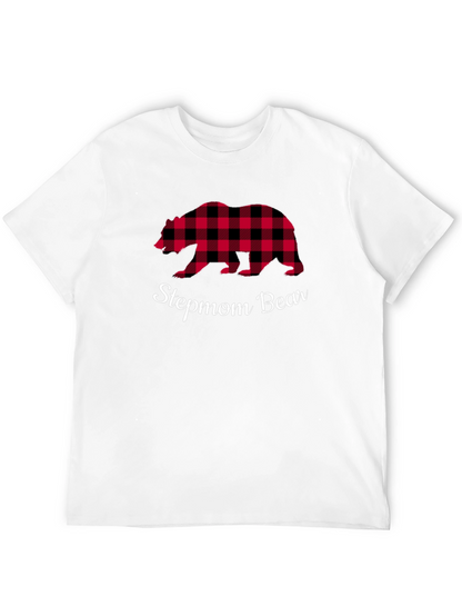 Stepmom Bear Buffalo Plaid Tee - Cozy Casual Top