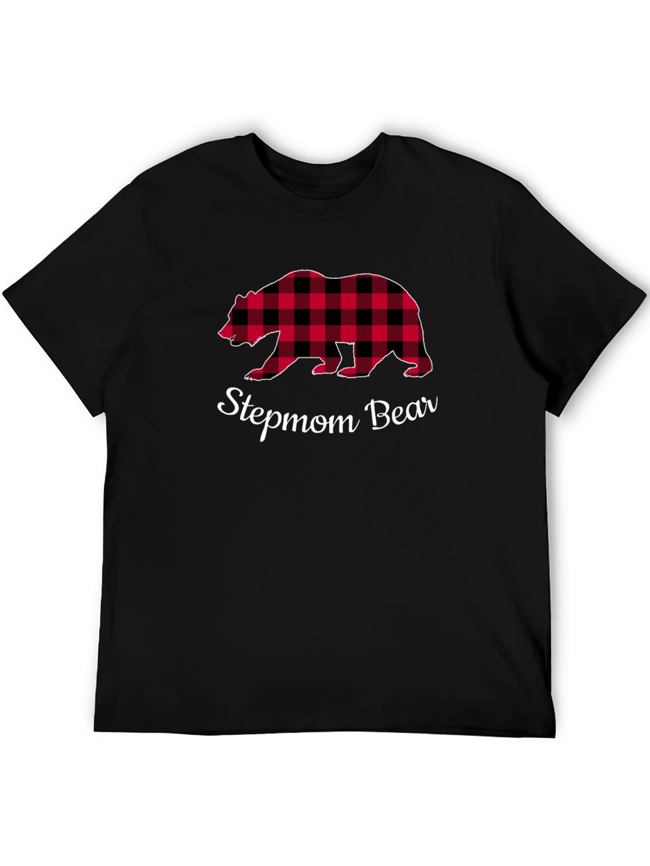 Stepmom Bear Buffalo Plaid Tee - Cozy Casual Top