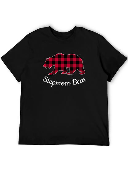 Stepmom Bear Buffalo Plaid Tee - Cozy Casual Top