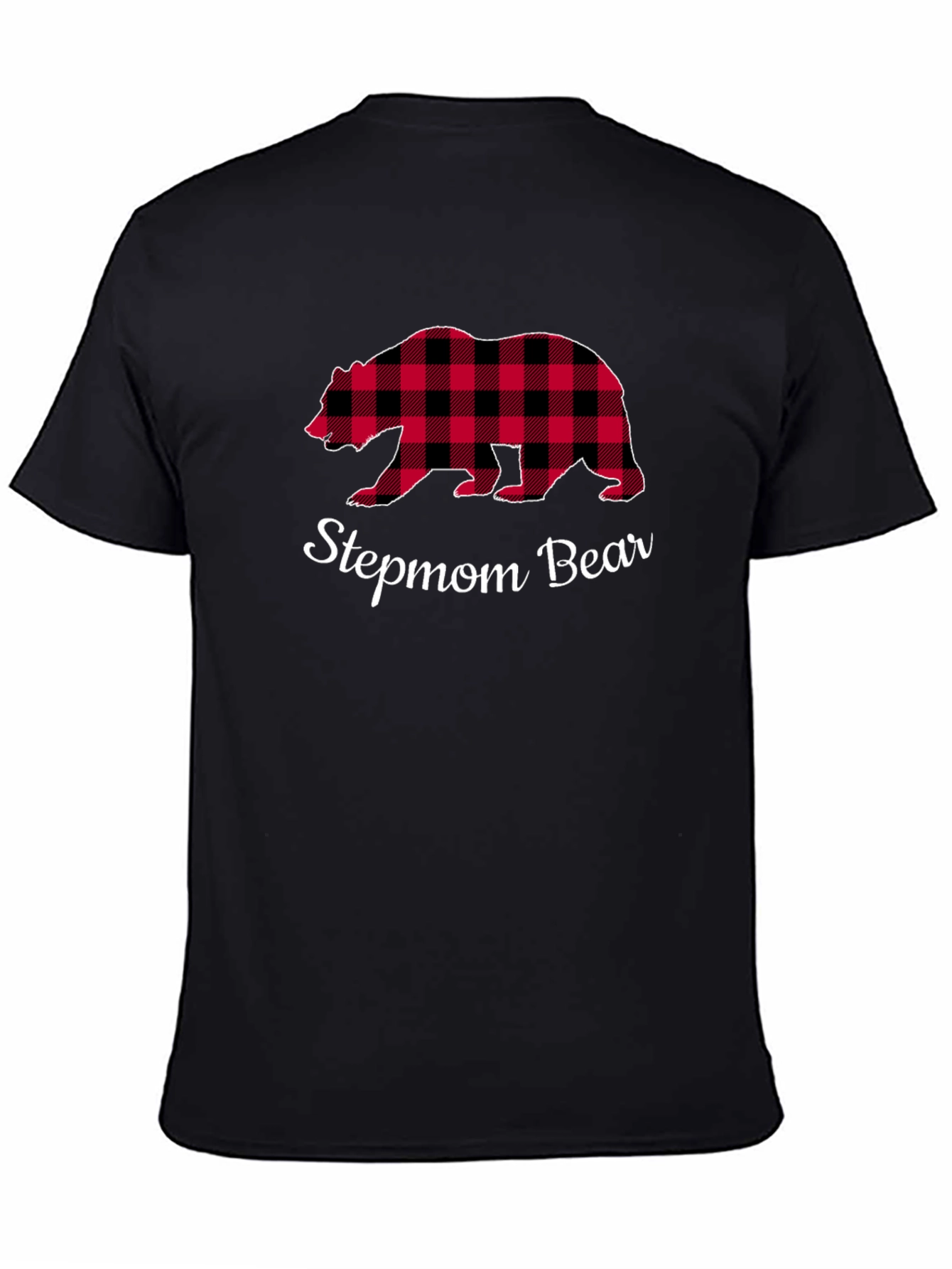 Stepmom Bear Buffalo Plaid Tee - Cozy Casual Top