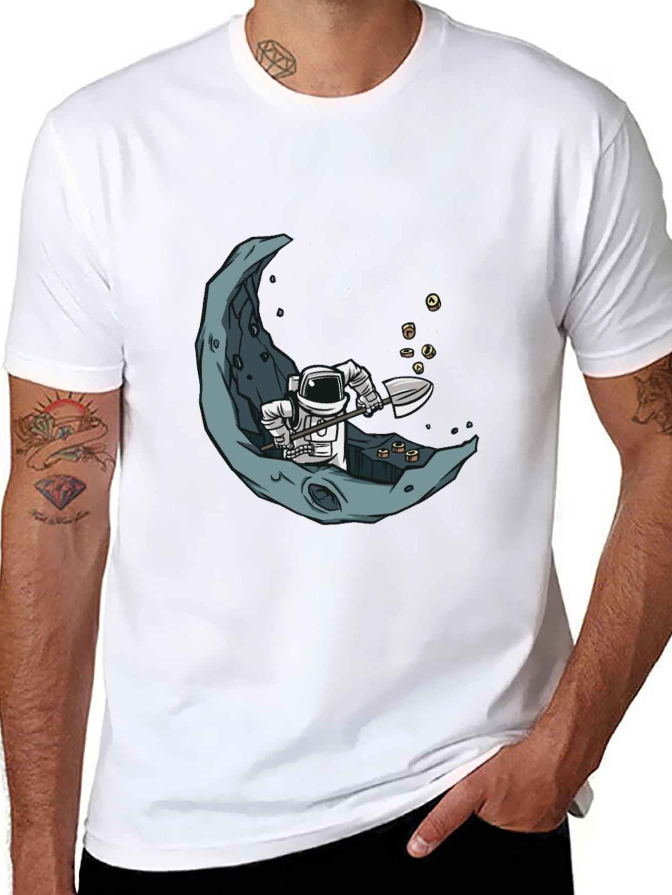 Astronaut Moon Mining Graphic Tee
