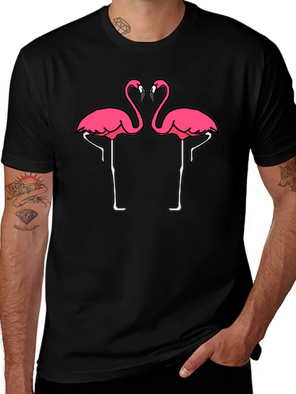 Black T-Shirt with Pink Flamingo Graphic
