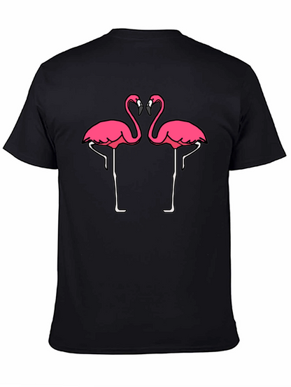 Black T-Shirt with Pink Flamingo Graphic