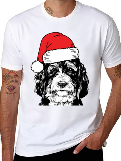 Festive Dog Santa Hat T-Shirt