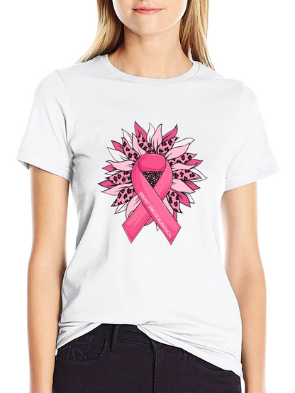 Breast Cancer Awareness T-Shirt Sunflower Ribbon