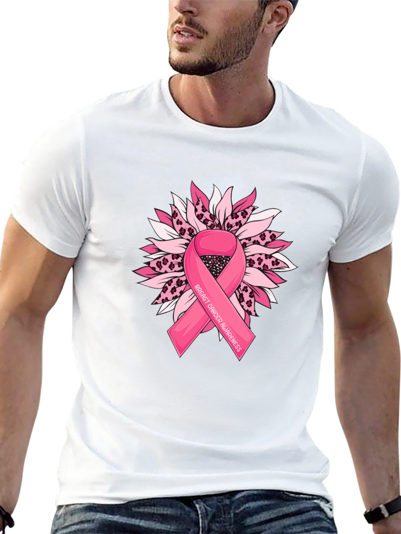 Breast Cancer Awareness T-Shirt Sunflower Ribbon