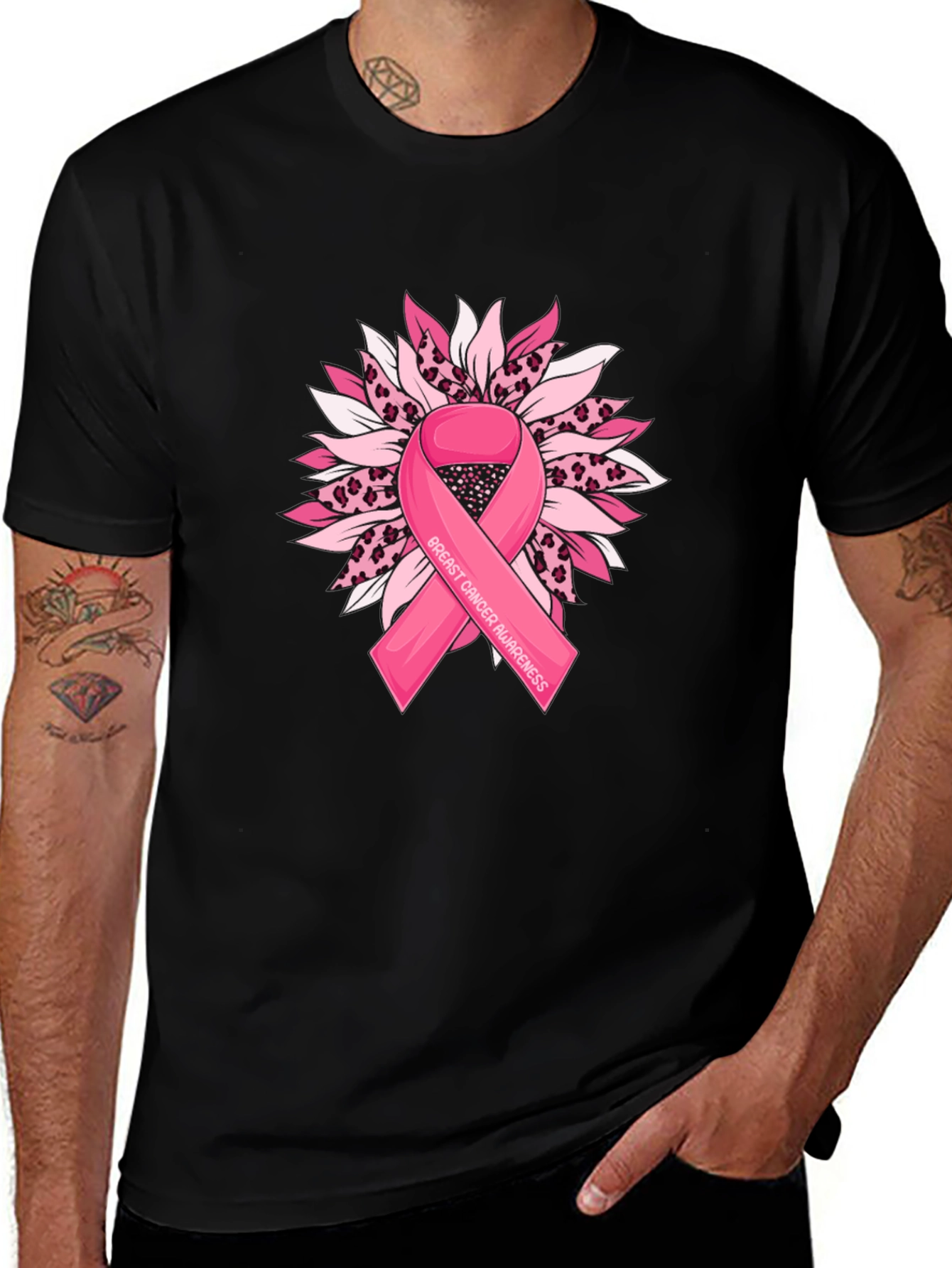 Breast Cancer Awareness T-Shirt Sunflower Ribbon