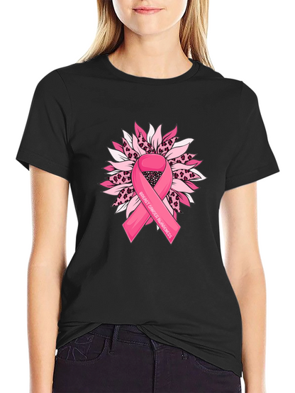 Breast Cancer Awareness T-Shirt Sunflower Ribbon