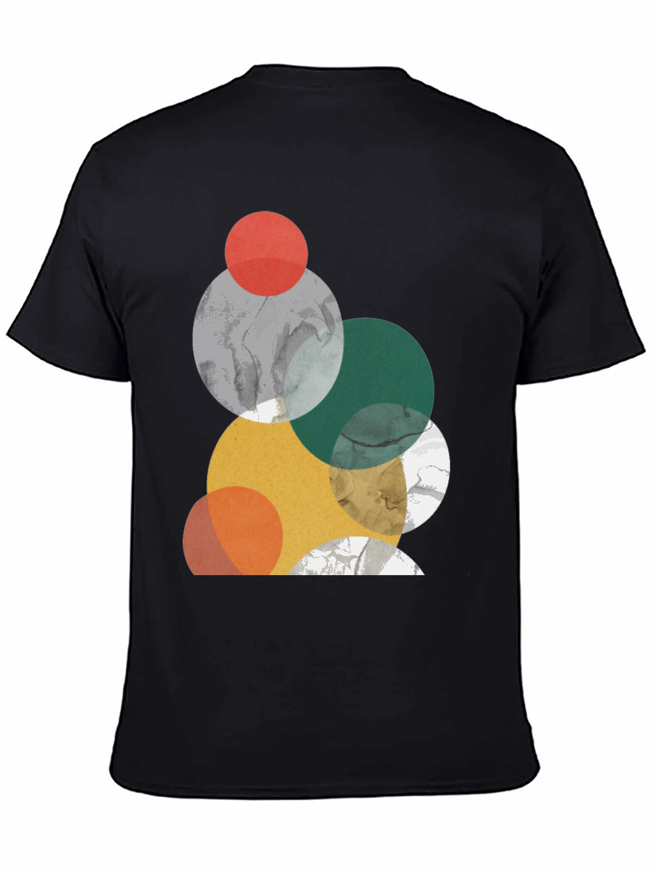 Modern Geometric Circle Design Black T-Shirt