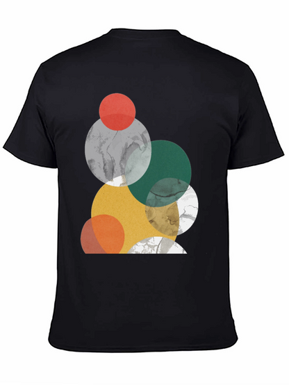 Modern Geometric Circle Design Black T-Shirt