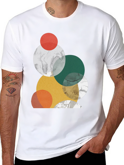 Modern Geometric Circle Design Black T-Shirt