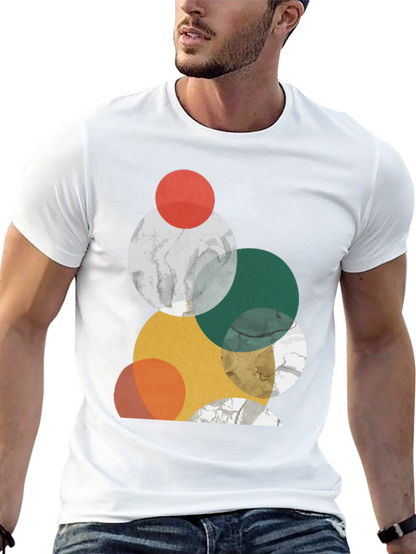 Modern Geometric Circle Design Black T-Shirt