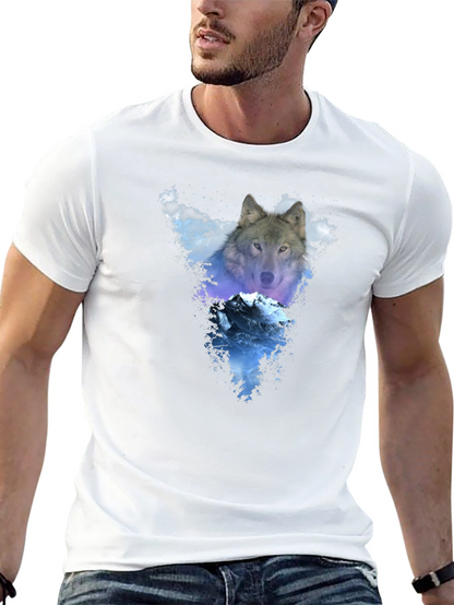 Wolf & Mountain Graphic Black T-Shirt