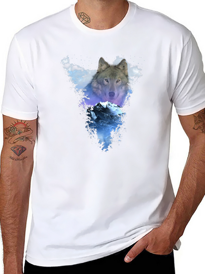 Wolf & Mountain Graphic Black T-Shirt