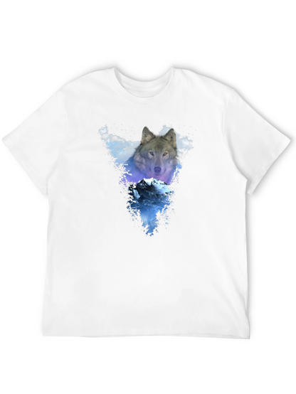 Wolf & Mountain Graphic Black T-Shirt