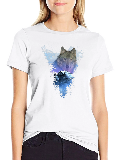Wolf & Mountain Graphic Black T-Shirt