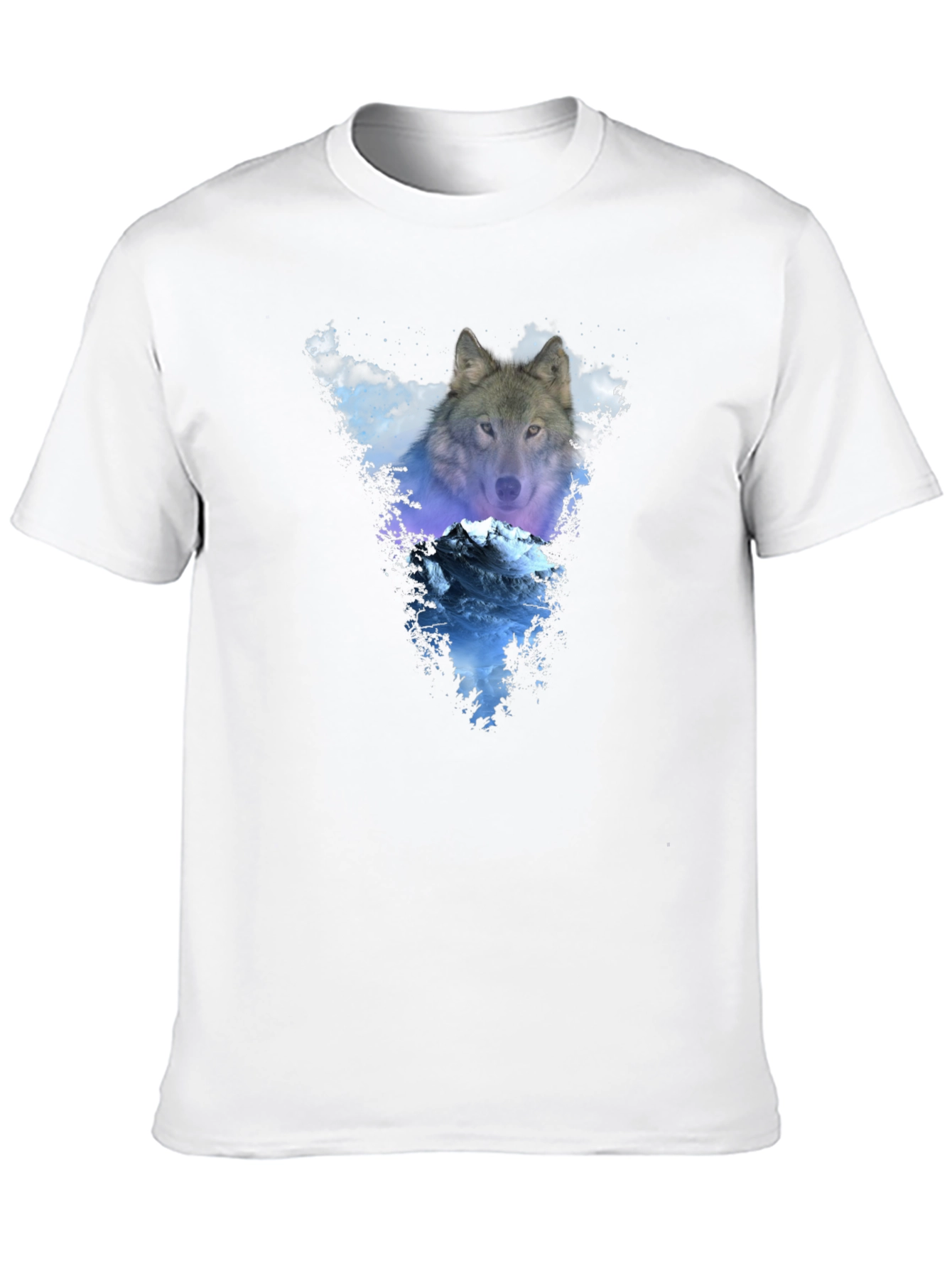 Wolf & Mountain Graphic Black T-Shirt