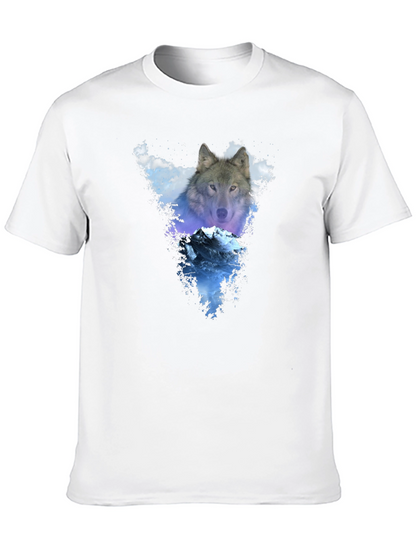 Wolf & Mountain Graphic Black T-Shirt