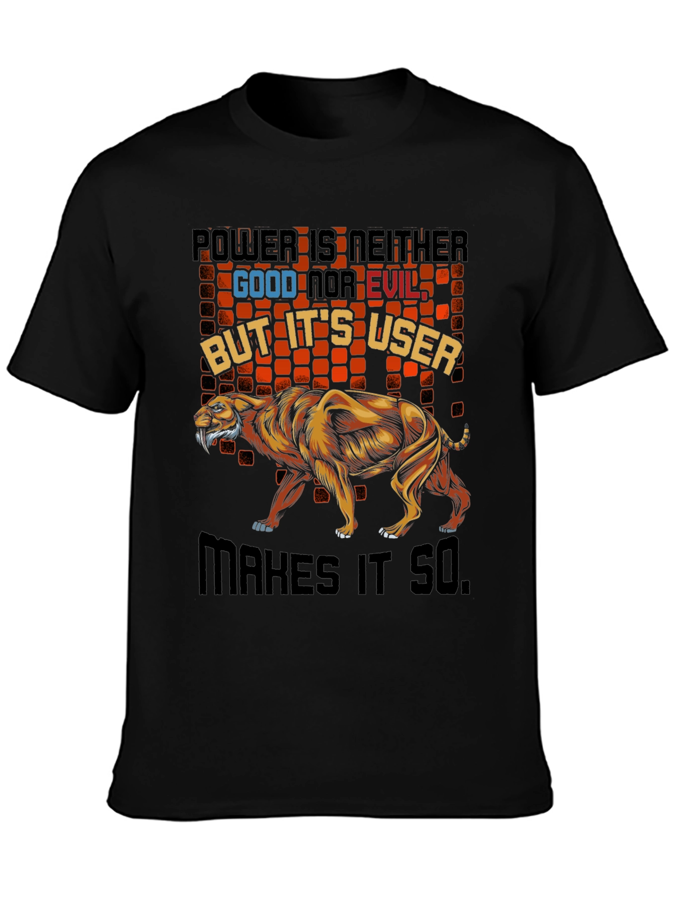 Power Good & Evil Lion Graphic T-Shirt
