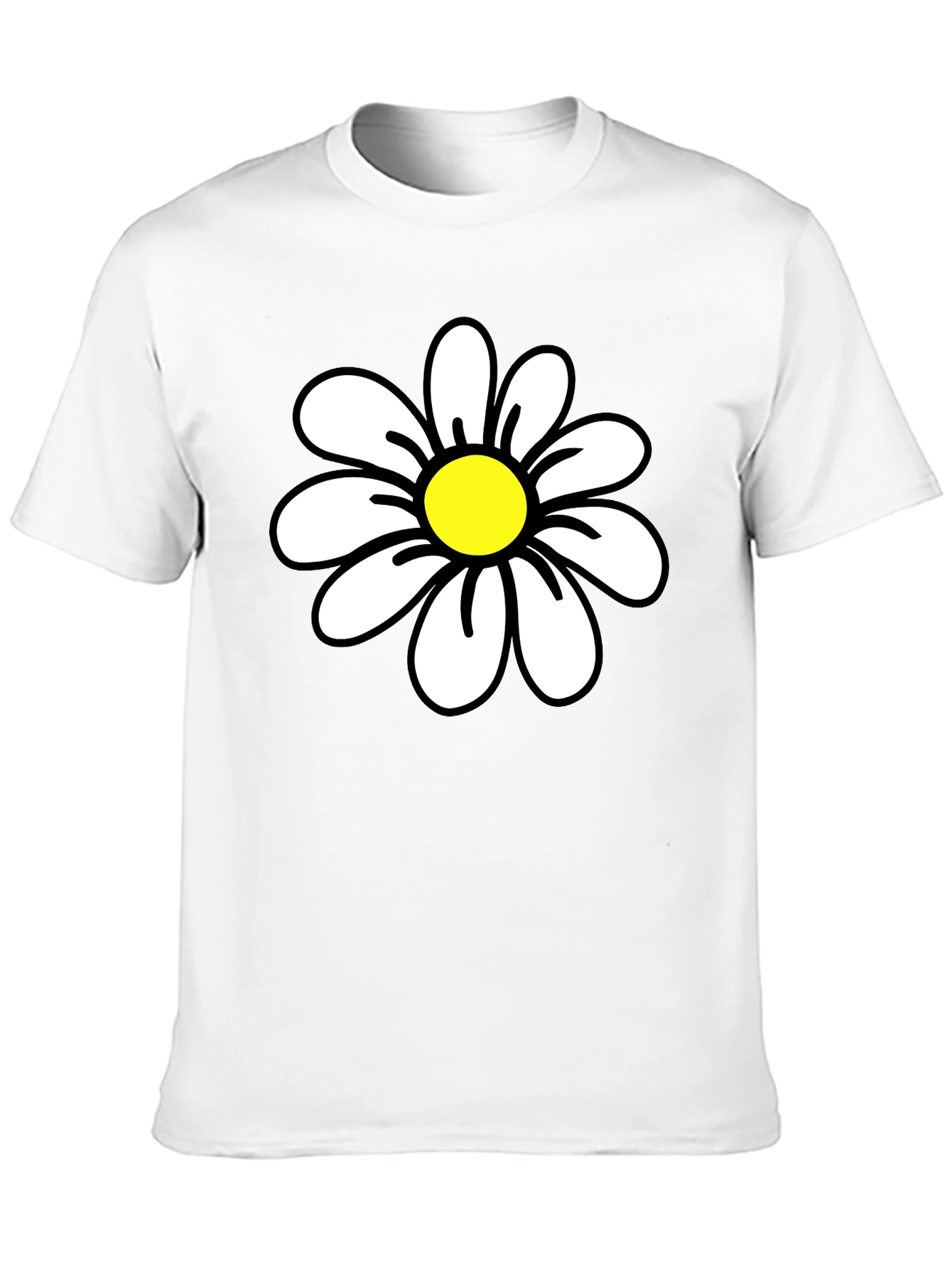 Daisy Graphic Black T-Shirt - Casual Cotton Tee