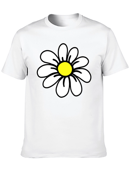 Daisy Graphic Black T-Shirt - Casual Cotton Tee