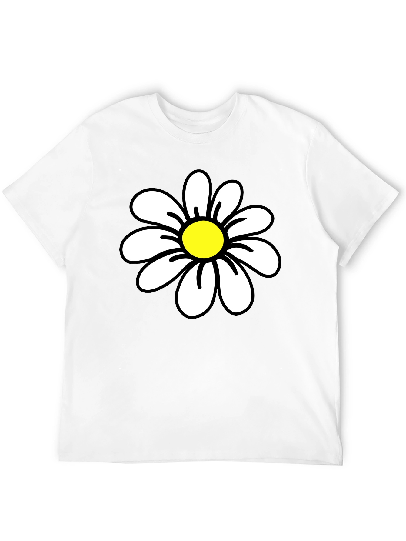 Daisy Graphic Black T-Shirt - Casual Cotton Tee