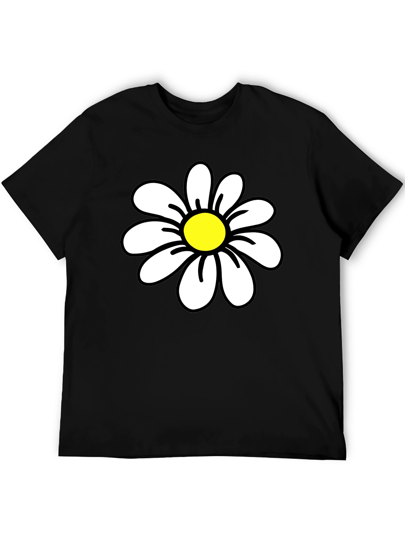 Daisy Graphic Black T-Shirt - Casual Cotton Tee