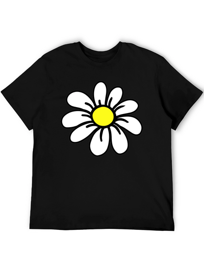 Daisy Graphic Black T-Shirt - Casual Cotton Tee